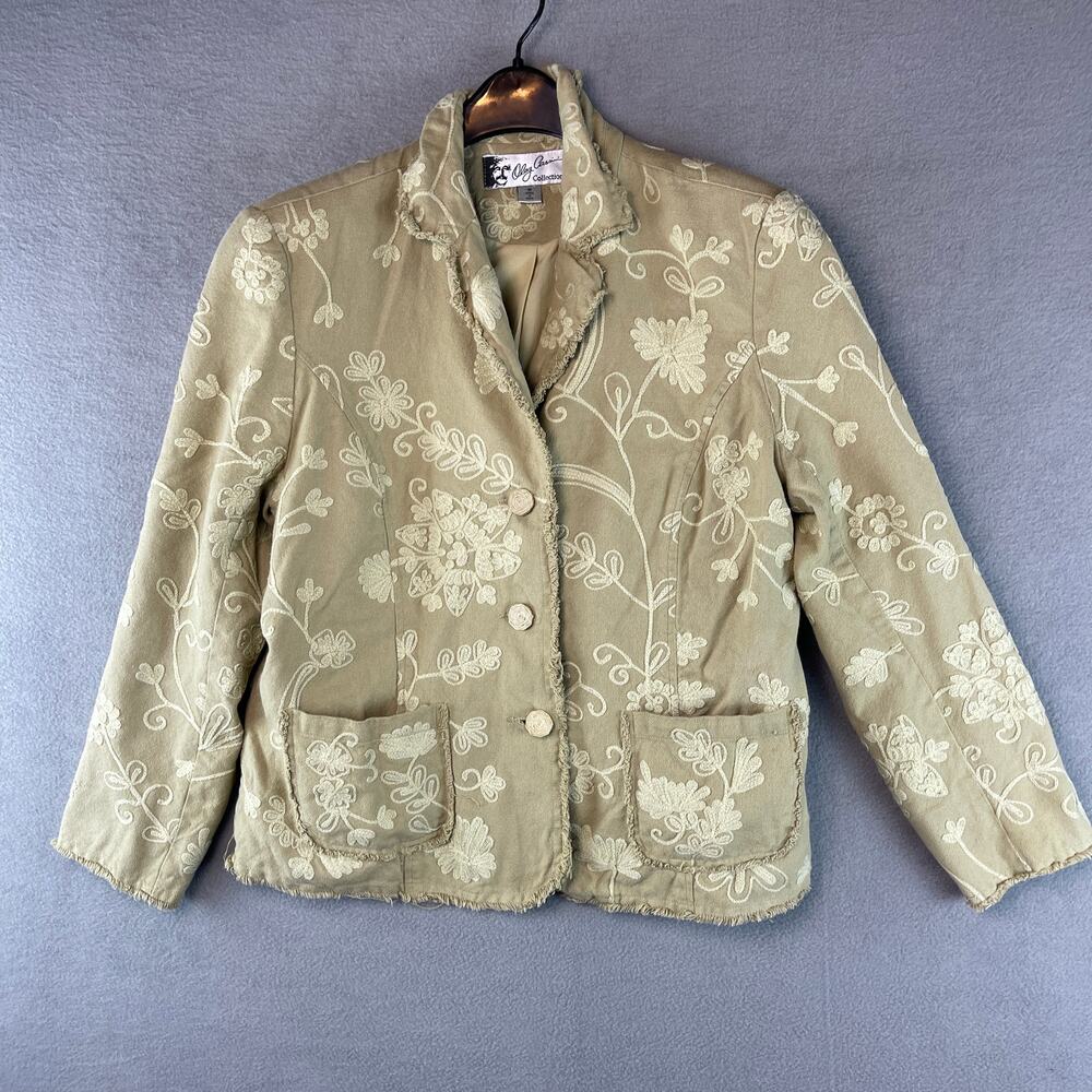 Oleg Cassini Collection Beige Jacket Women’s Vintage Size 16